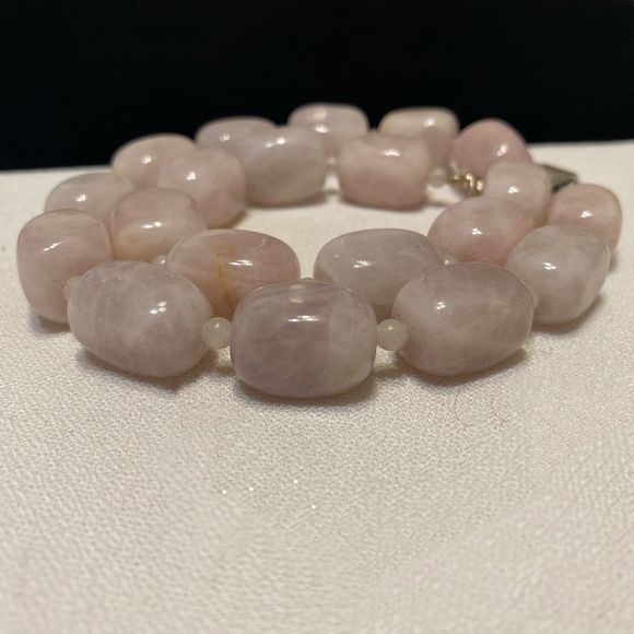 Vintage Chunky Rose Quartz Necklace - Picture 11 of 16